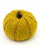 SOLD - Hand knitted pumpkin pin cushion Ochre and Brown - Image 2