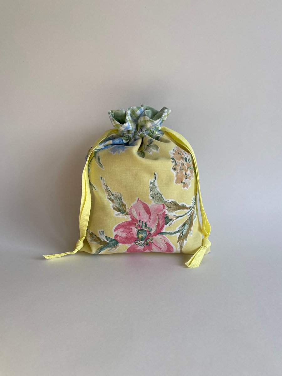 upcycled  blue and pink flowers bag small