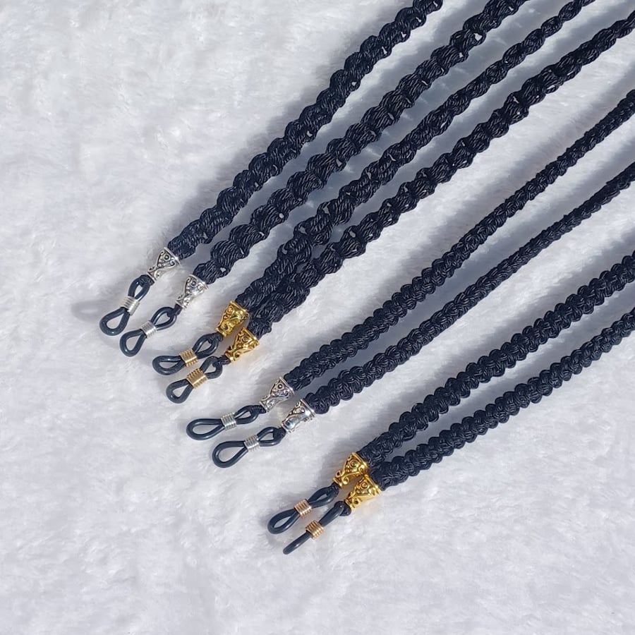 Black crochet glasses chain, handmade sunglasses cord, reading glass strap