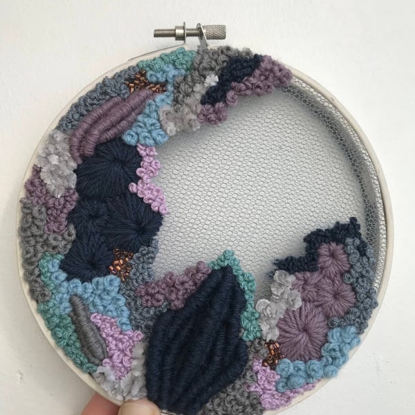 In a haze a 6 inch one of a kind hand embroidered art piece 