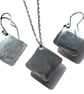 Recycled Sterling Silver Jewellery Set Dichroic Glass Black & Silver Leaf Design - Image 5