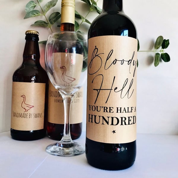 50th birthday wine label, Fiftieth birthday wine label, milestone label, special