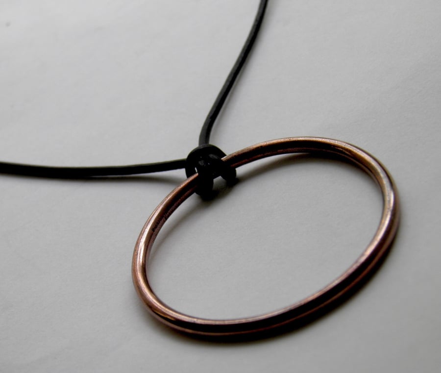 Copper Necklace on Leather