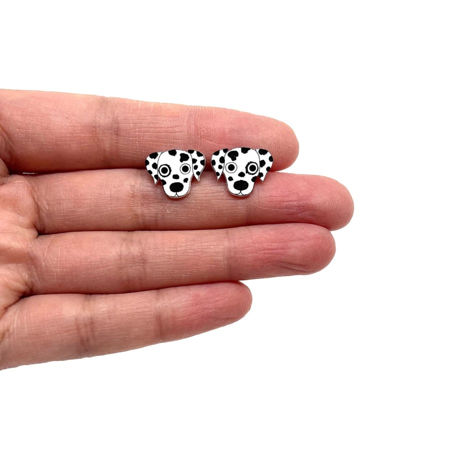 Dalmatian Dog Stud Earrings - Handmade