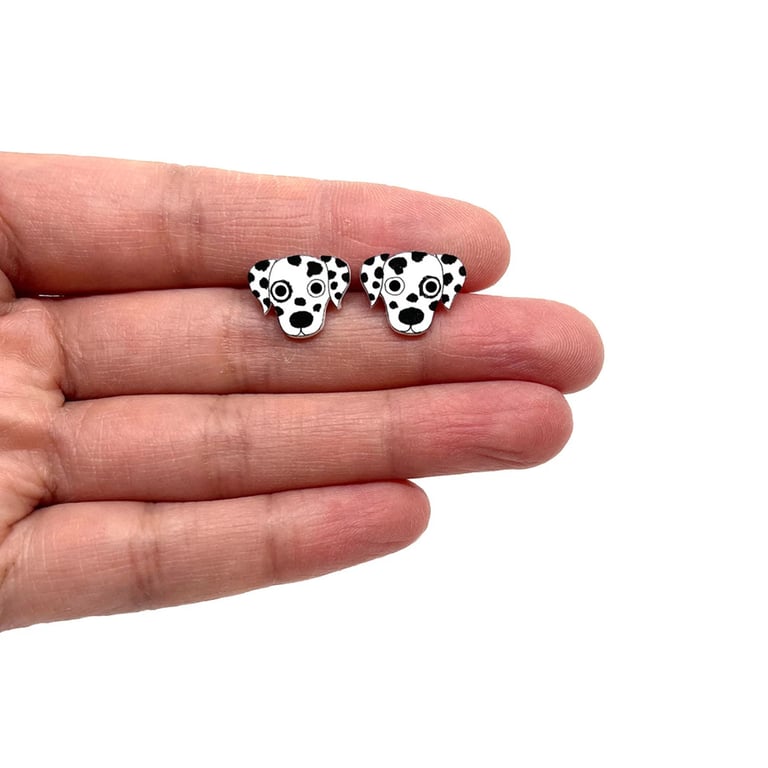 Dalmatian Dog Stud Earrings - Handmade