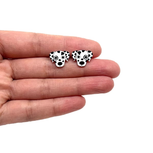 Dalmatian Dog Stud Earrings - Handmade