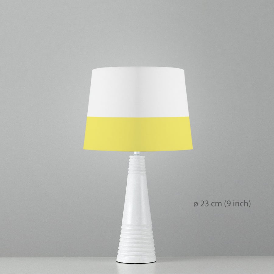 Yellow line Lampshade. Diameter 23cm (9in). Ceiling or floor, table lamp.