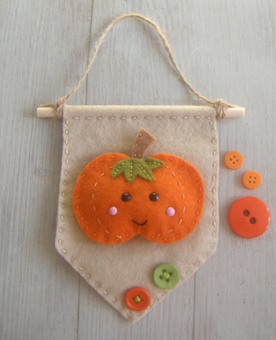 halloween craft kit, sewing kit pumpkin banner sewing kit