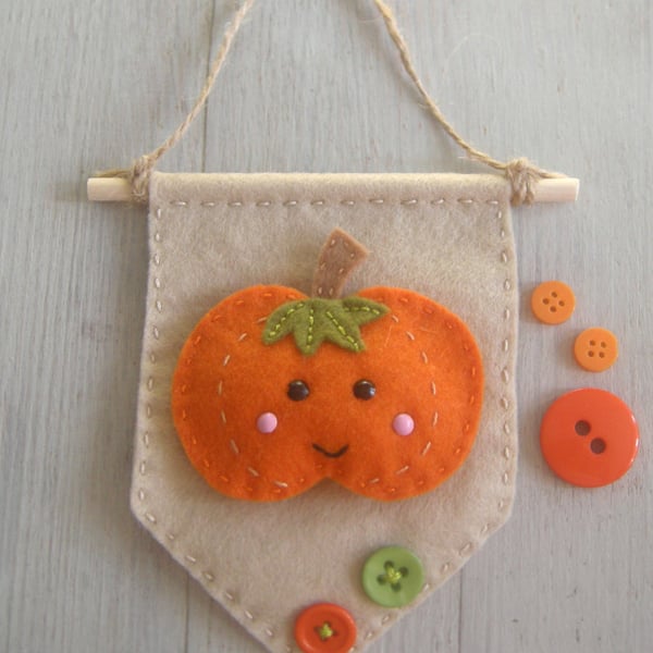 halloween craft kit, sewing kit pumpkin banner sewing kit