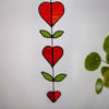Red Heart and Leaf Stained Glass Mobile Sun catcher