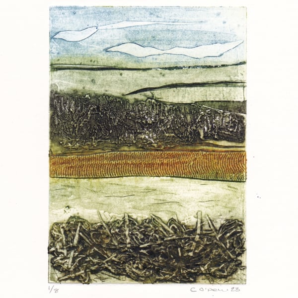 Far Reaching View - Collagraph Print - Made in Yorkshire