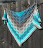 Blue Aquarius soft wool Triangle Lace and Texture Shawl Wrap - Image 2