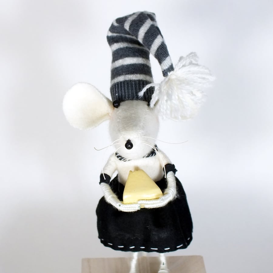 Cashmere mouse on a block soft sculpture