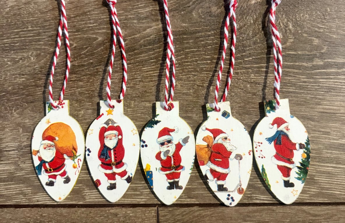 5 Wooden Christmas Tree Decorations 