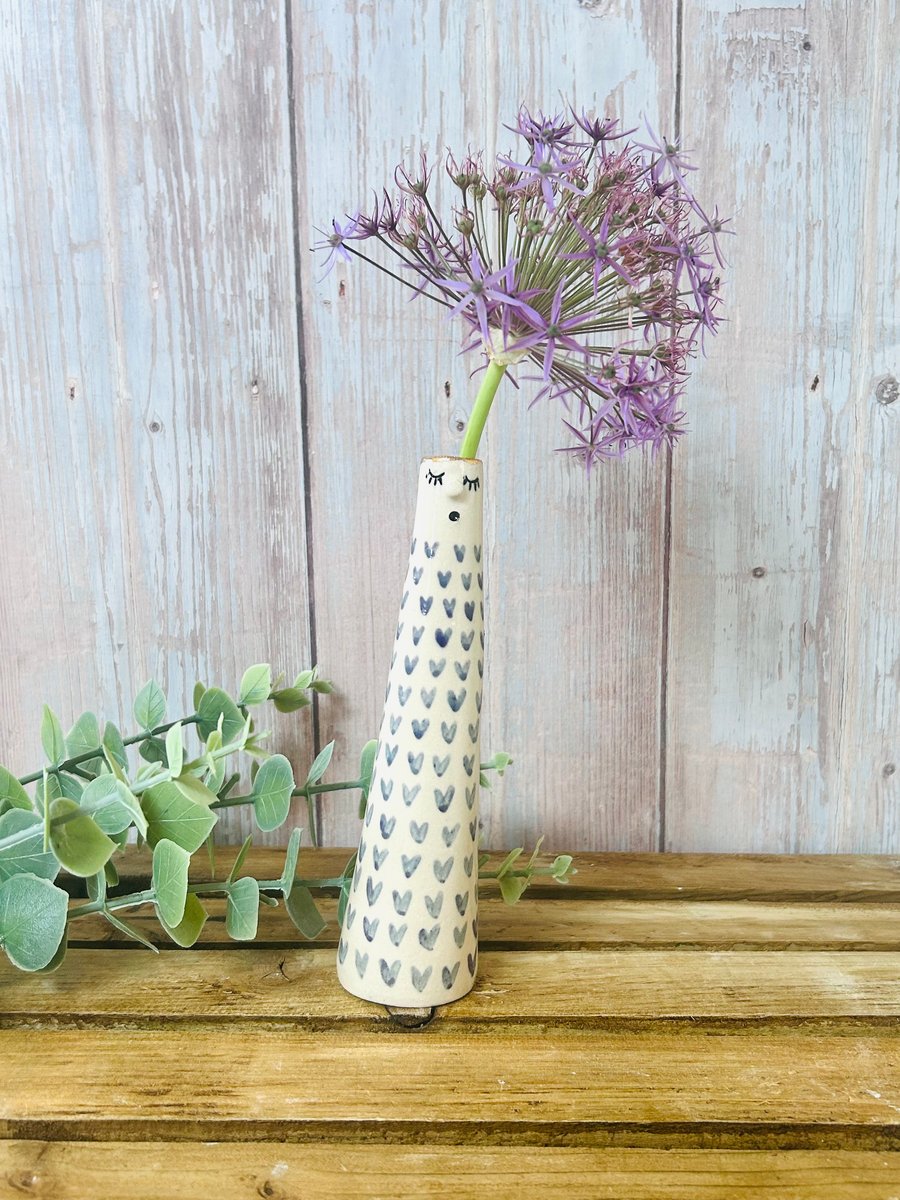 Purple Hearts Skinny People Vase 