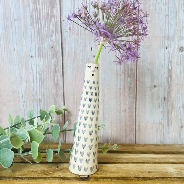 Purple Hearts Skinny People Vase 