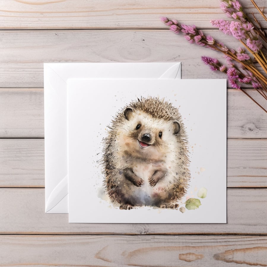 Heidi the Hedgehog Blank Greeting Card