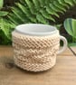 Cream Aran Mug Cosy, Knitted Leaf Design Mug Cosie - Image 1
