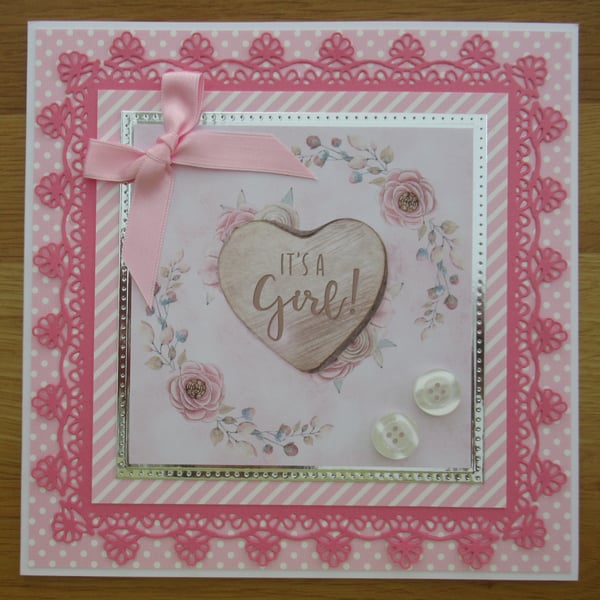 It's a Girl - 8x8" New Baby Card