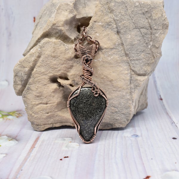 Marcasite and Copper Wire Wrapped Unisex Pendant