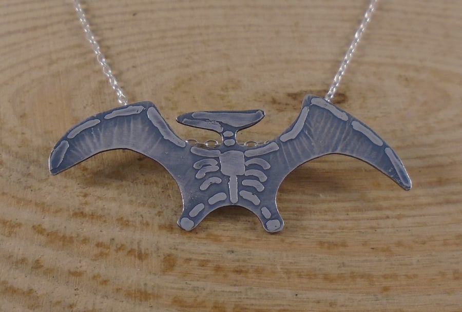 Sterling Silver Pterodactyl Fossil Necklace