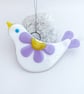 Fused Glass Lilac Bird Hanging  - Handmade Glass Decoration - Image 1