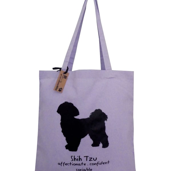 Digg Design SHIH TZU cotton Tote Bag. Lilac