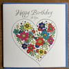 Happy Birthday Rainbow Heart Greeting Card 