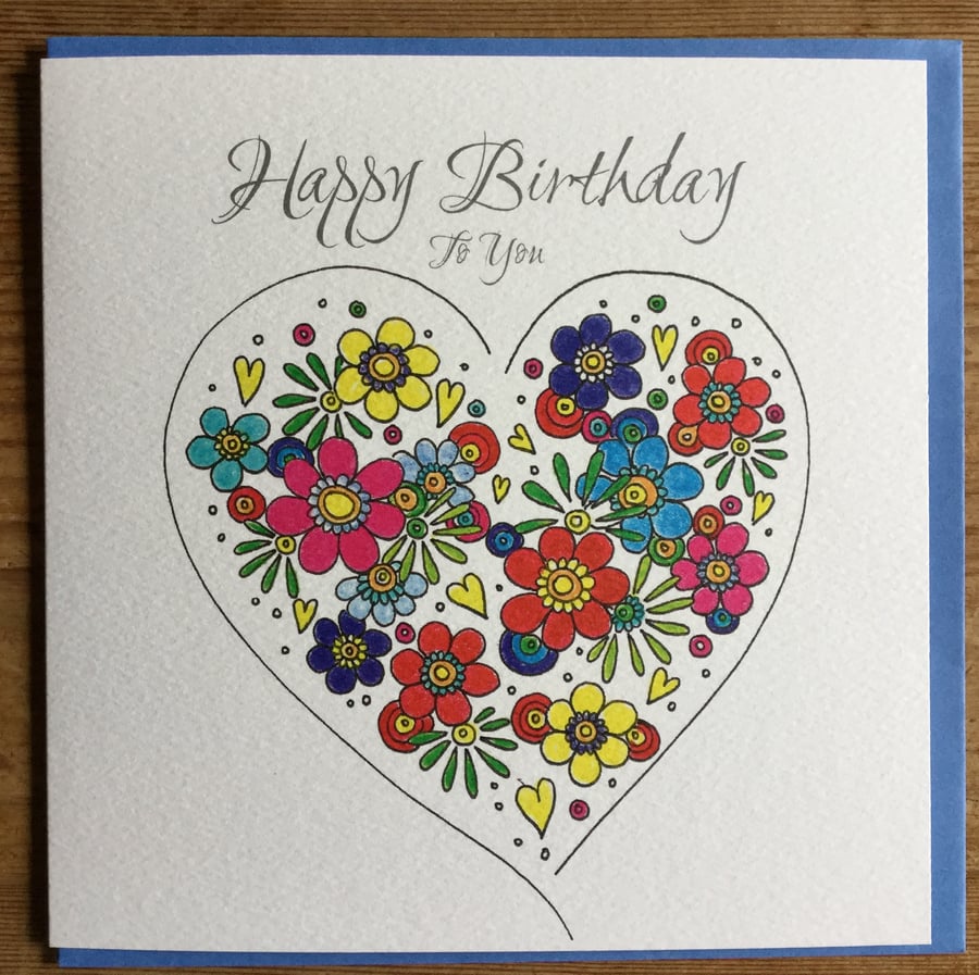Happy Birthday Rainbow Heart Greeting Card 