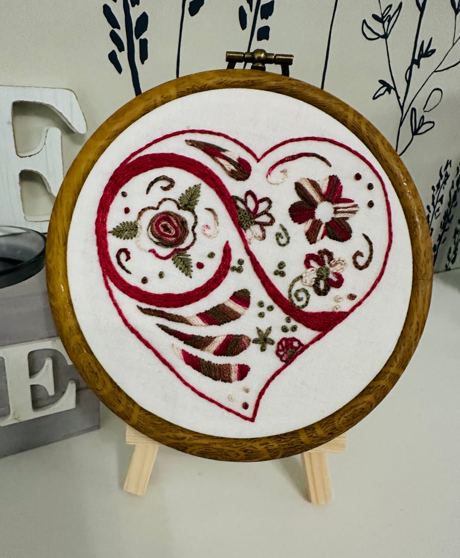 An embroidered heart full of flowers, birthday ,mothers day, anniversary gift