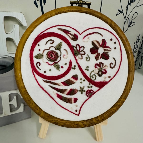 An embroidered heart full of flowers, birthday ,mothers day, anniversary gift