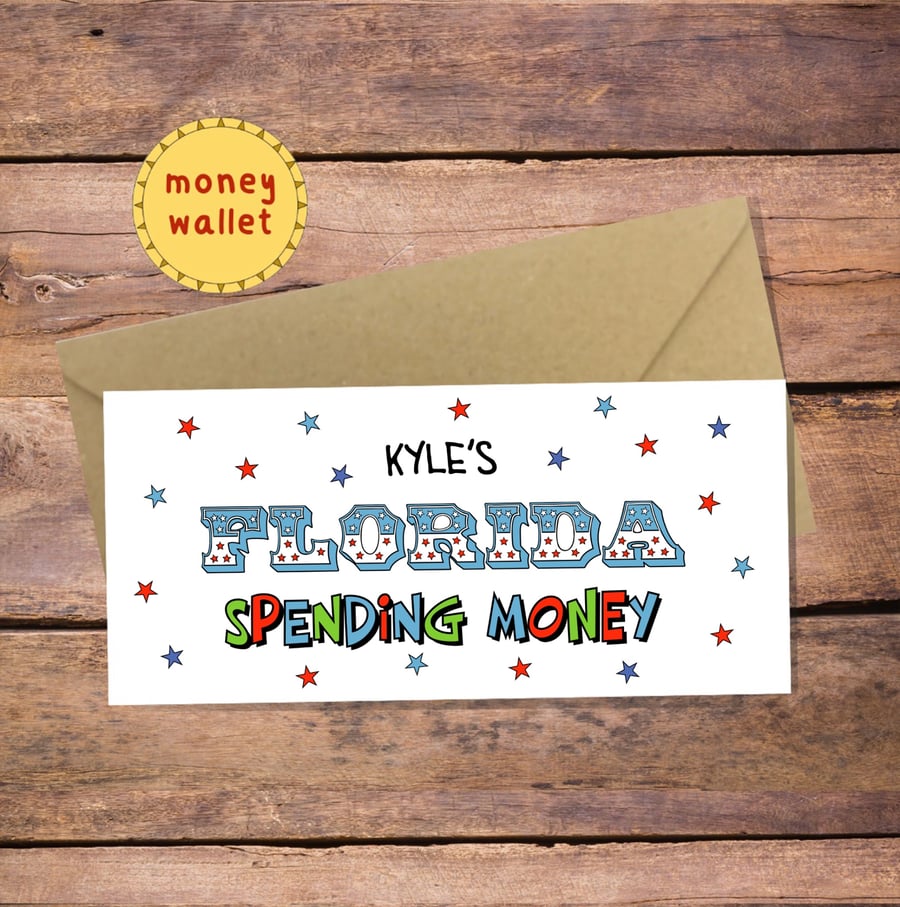 Florida Holiday Spending Money Wallet Card - cash gift envelope