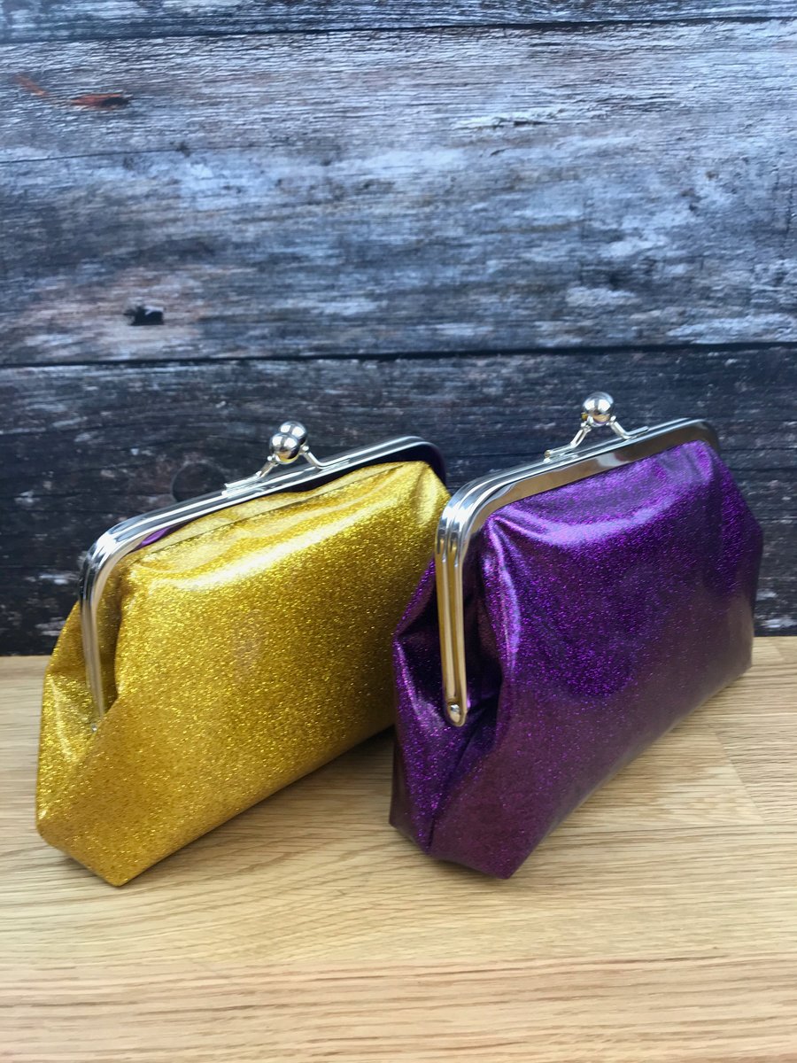 Glitter Clutch Bag.Kisslock Frame Purse,