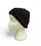 Hand-Knitted Black Winter Beanie, Unisex Ribbed Knit Hat,  - Image 3