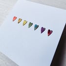 Alcohol ink colourful mini hearts card