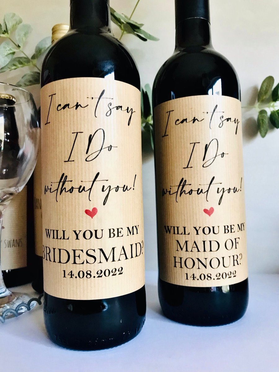 Will you be my Bridesmaid, Maid of honour wine bottle label, bridesmaid wine bot