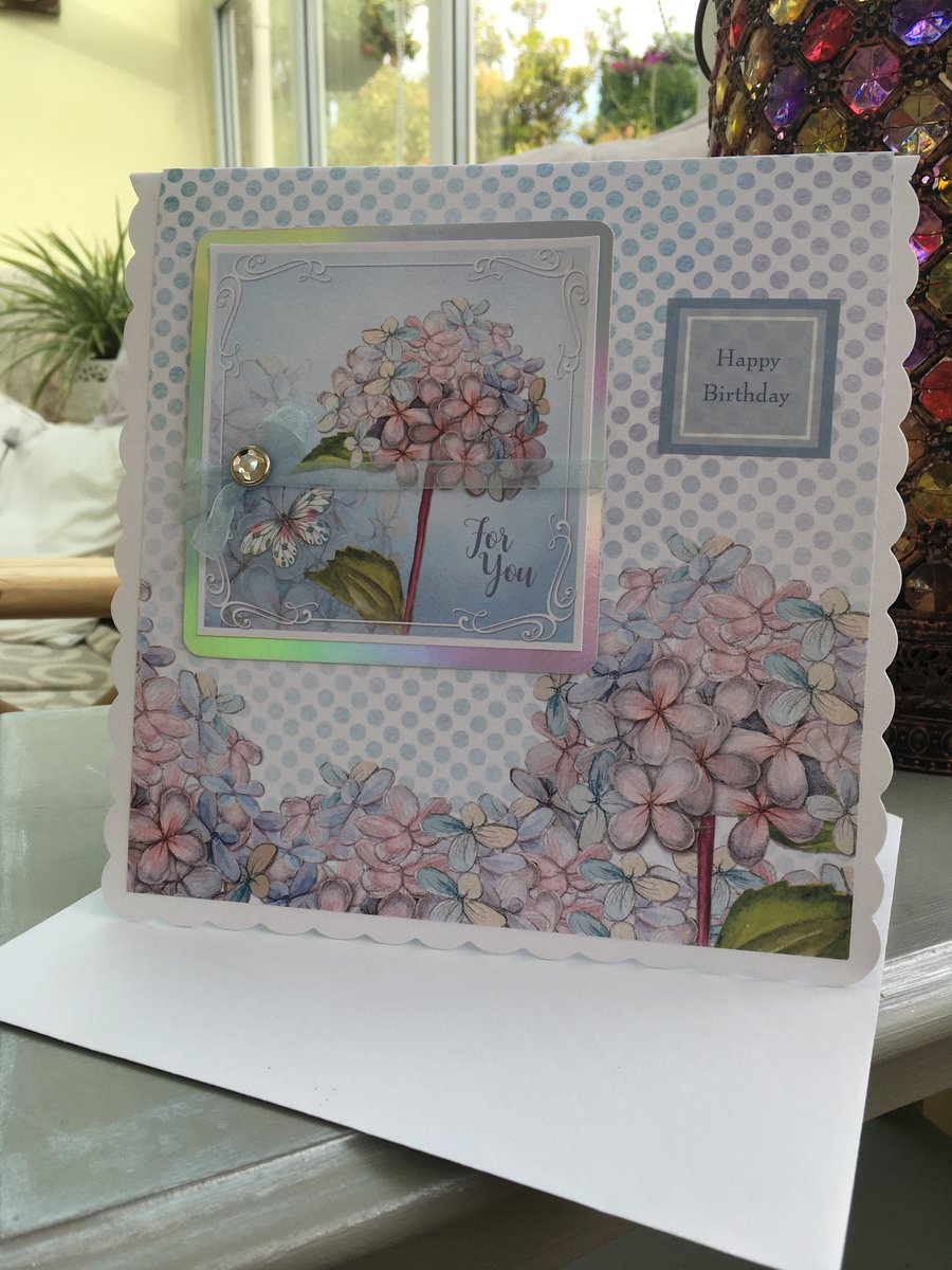 Delicate Hydranger birthday card