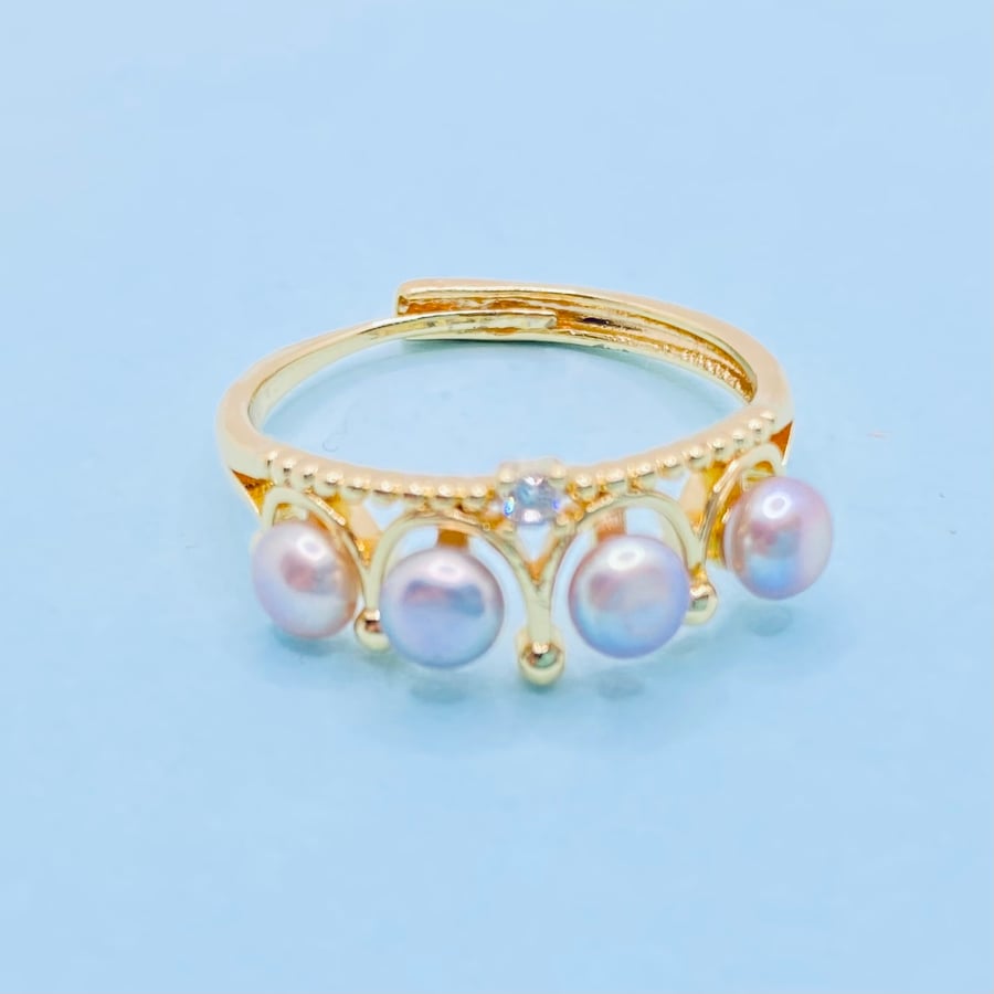 Freshwater Pearl Adjustable Gold Plated Ring