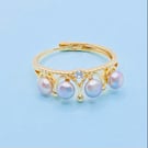 Freshwater Pearl Adjustable Gold Plated Ring
