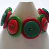 Green and red button bracelet