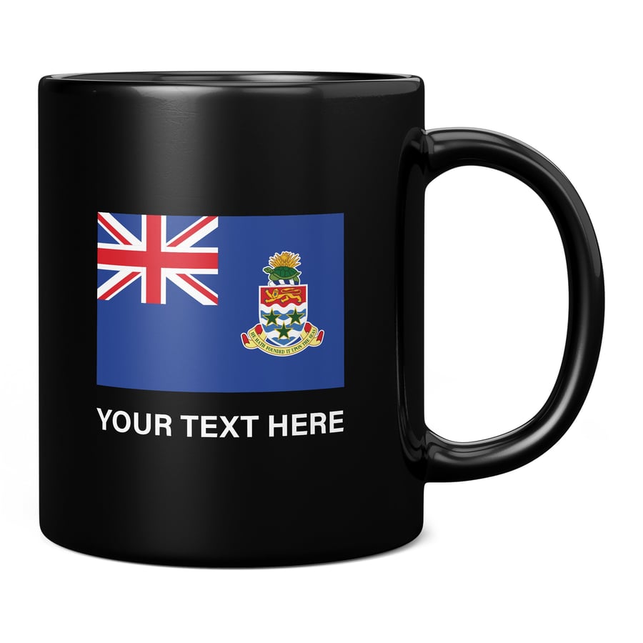 Cayman Islands Flag With Custom Text 11oz Coffee Mug Cup - Perfect Birthday Gift