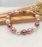 Pearl Bracelet - Pink Pearl Bracelet with Preciosa Crystal Diamante Rondelles - Image 8