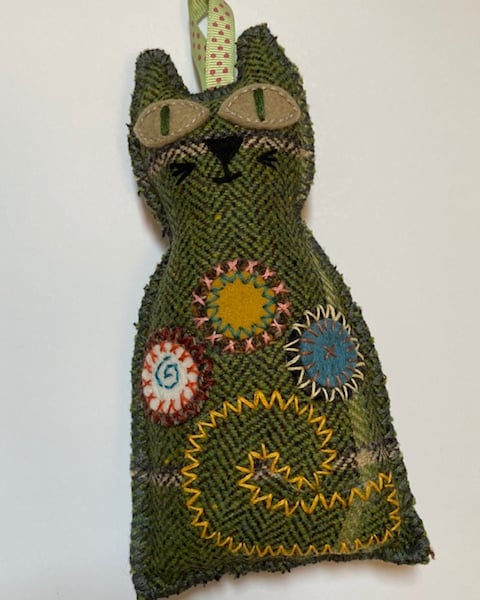 Cat shaped , Krazy Katz, dried lavender filled hanging house decoration