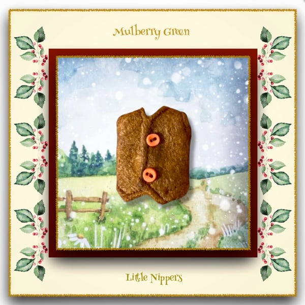 Little Nippers Brown and Orange Cotton Lined Waistcoat 