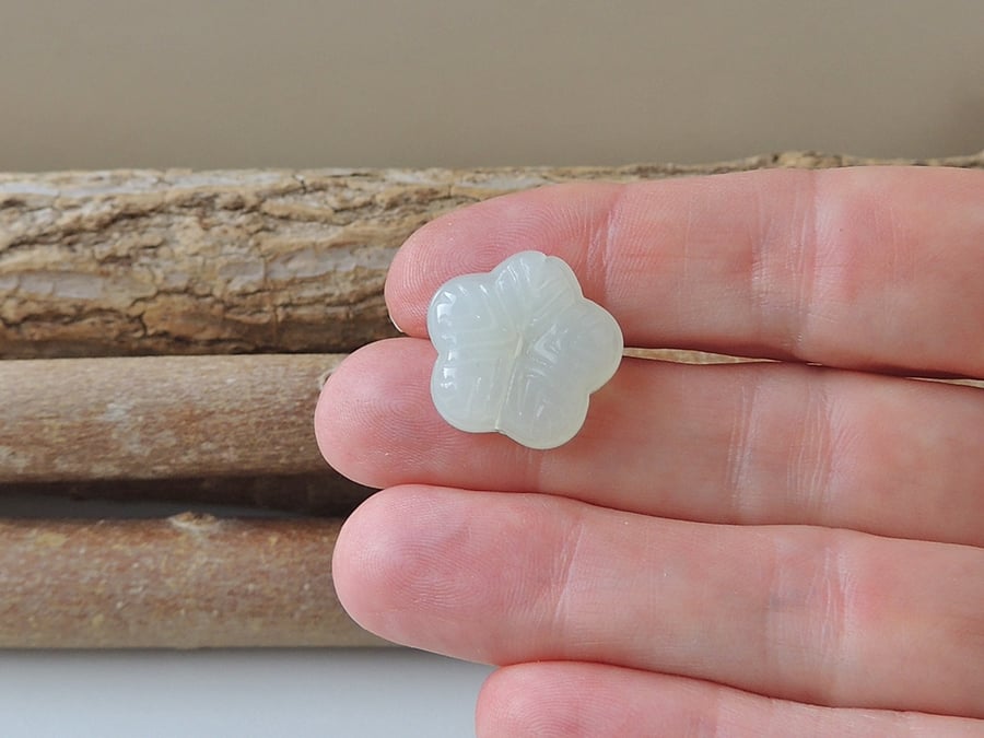 Pale Green Pressed Glass Beads x 13  (254)