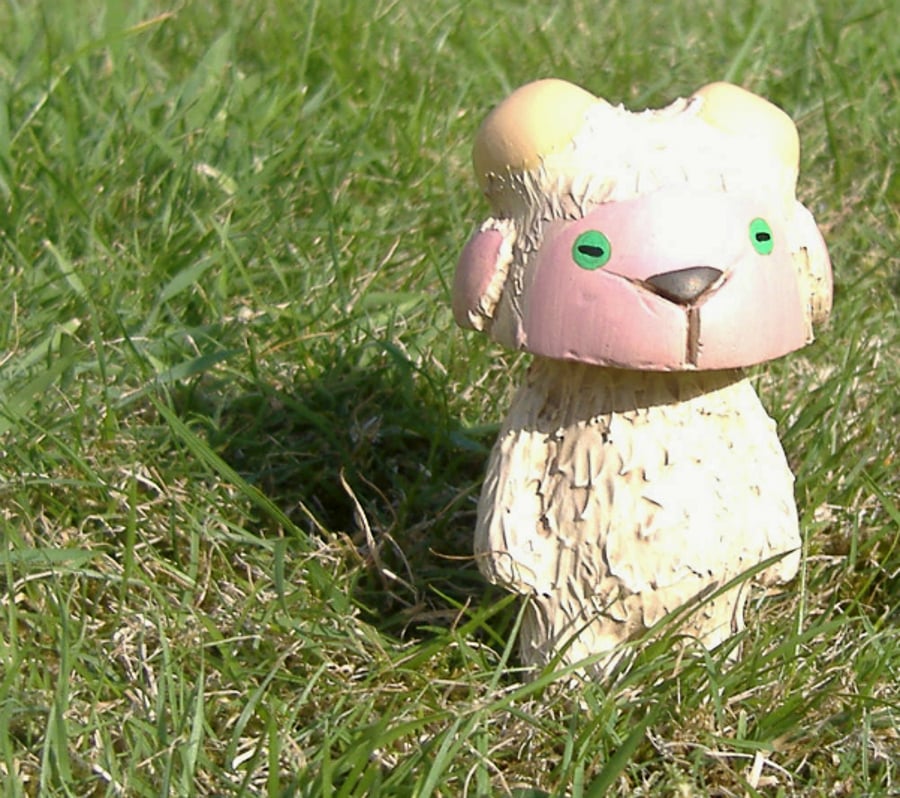 Shawn the Sheep - Small resin and mixed media sculpture OOAK