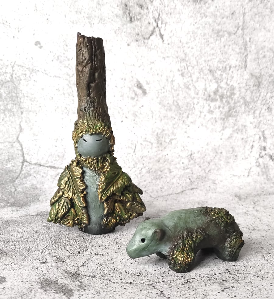 Forest Guardian Statues, Ancient Woodland Spirits, Bear Spirit Animal Totem