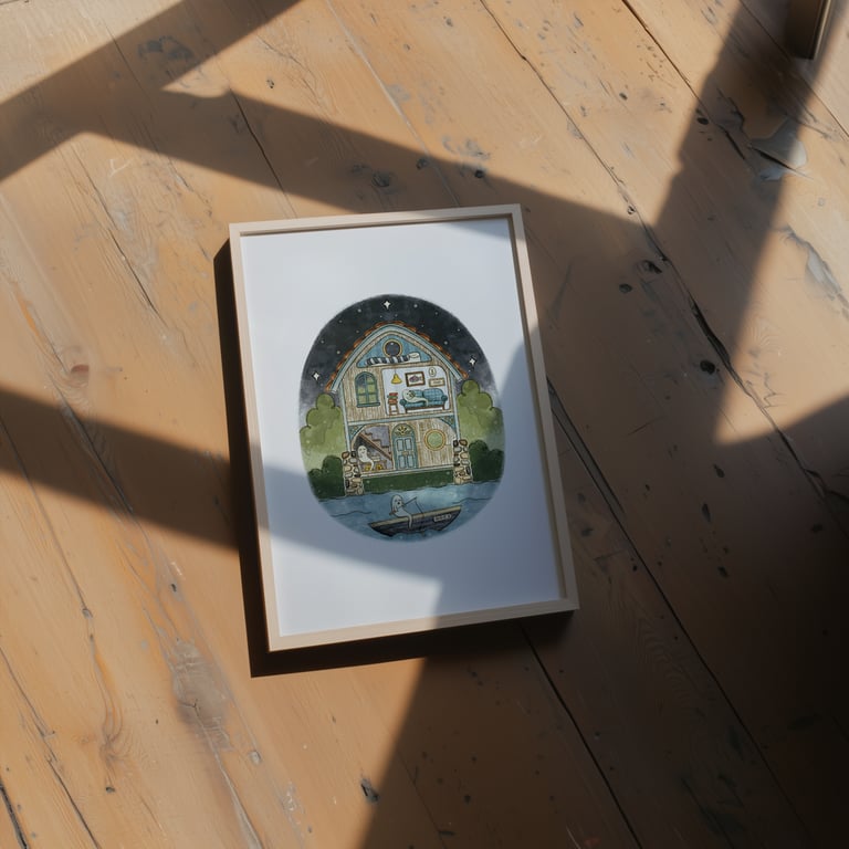 Haunted boathouse, Ghosts of Summer, 90s nostalgia, A5 art print