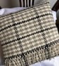 Angharad cushion: Ash grey 12" fringed. Handwoven in Wales - Image 2