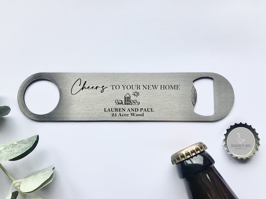 Personalised New home bottle opener, housewarming gift, new home beer bottle ope